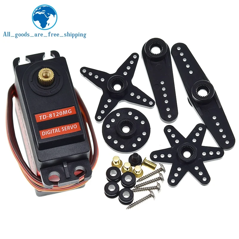 

TZT TD-8120MG Водонепроницаемый цифровой сервопривод с металлической шестерней и высоким крутящим моментом 20 кг, 180 углов для радиоуправляемой модели автомобиля с дистанционным управлением