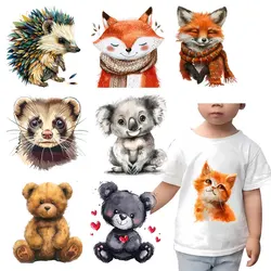 Animal Fox, sloth, hedgehog For Clothing Iron On Transfers On Clothes children DIY Thermal Stickers For T-Shirt Decals Patch