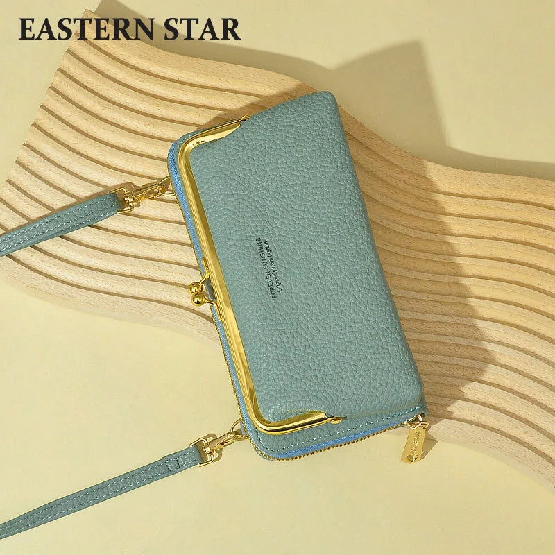 Nowa torba na telefon komórkowy damska wersja koreańska poziome ziarno lychee solid color o dużej pojemności torba crossbody moda na zamek