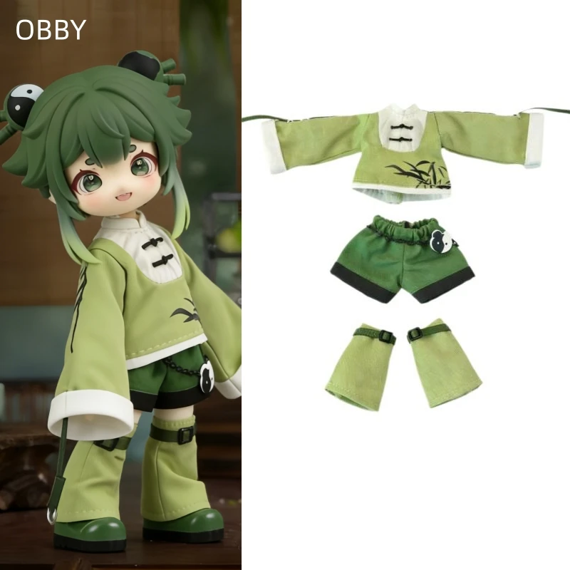 

For NAGI Obitsu 11 Taichi Bamboo Green Clothes Set For 1/12 P9 P10 OB11 ufdoll YMY Molly Body Doll Cloth Doll Outfit Clothes