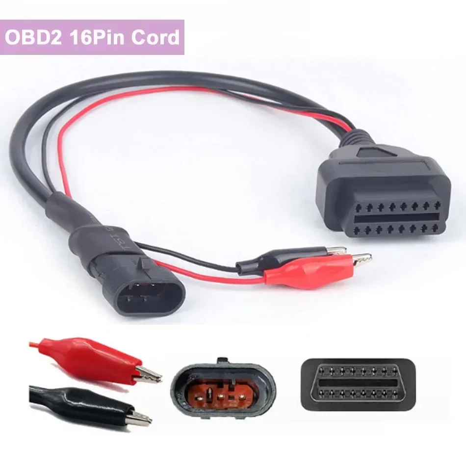 

For Chunfeng Obd 16pin Adapter for Fiat 3pin Extension Cable Three-needle To OBD2 Motorcycle Adapter Cable with Crocodile Clip