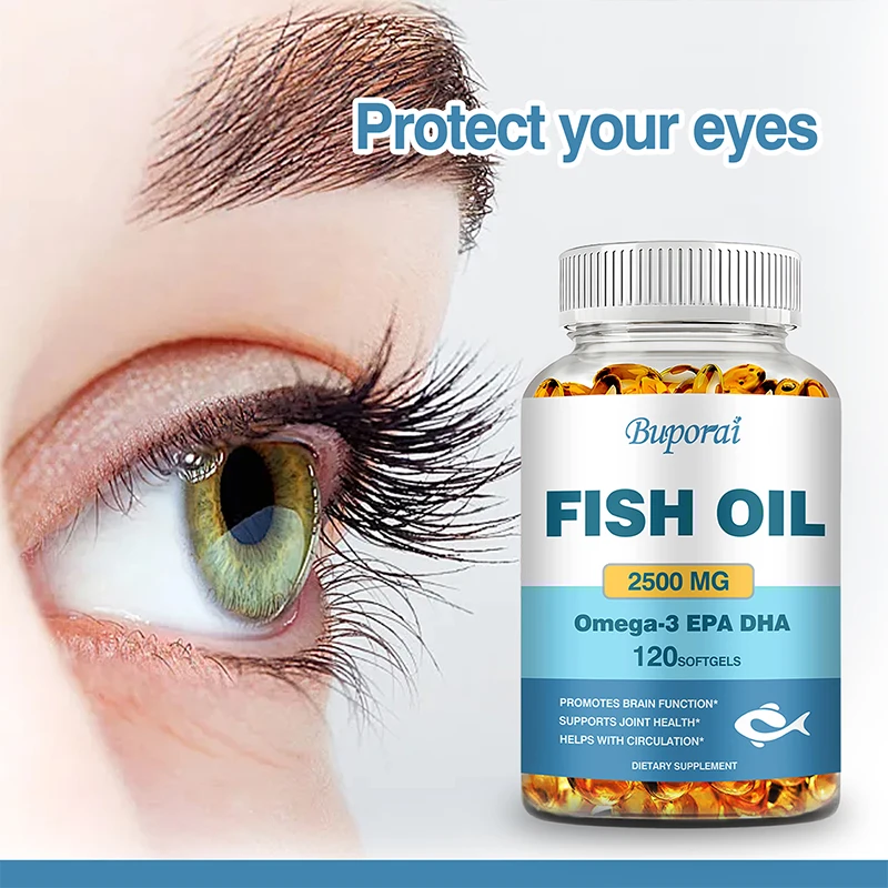 Omega 3 Fish Oil - Benefits The Cardiovascular System, Protects Eye Fatigue, Cognitive Function, and Learning Ability