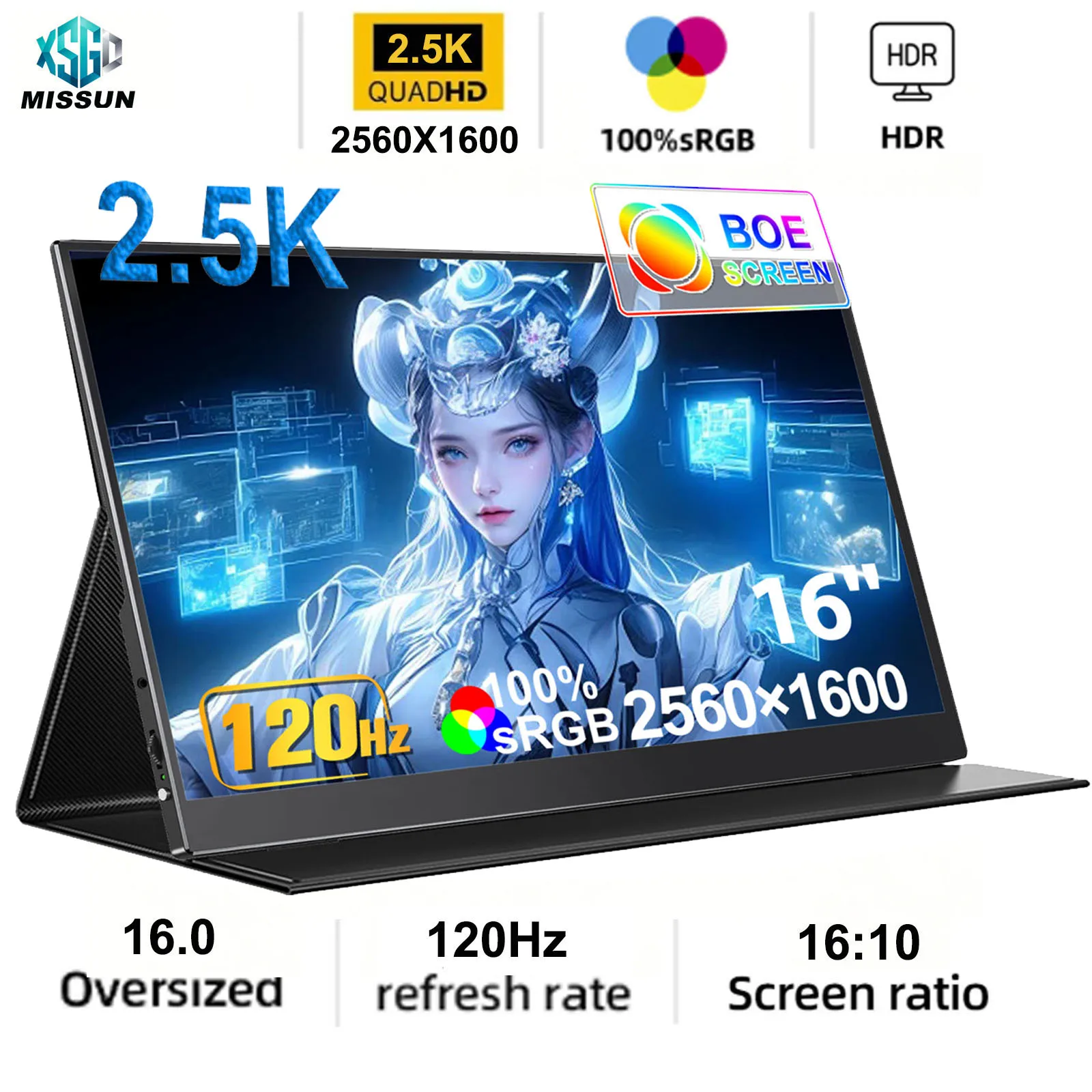 14/15.6/16inch Portable Non Touch Monitor 4K IPS Panel Secondary Display For Phone Xbox Switch PS4/ps5 Laptop Extension Screen