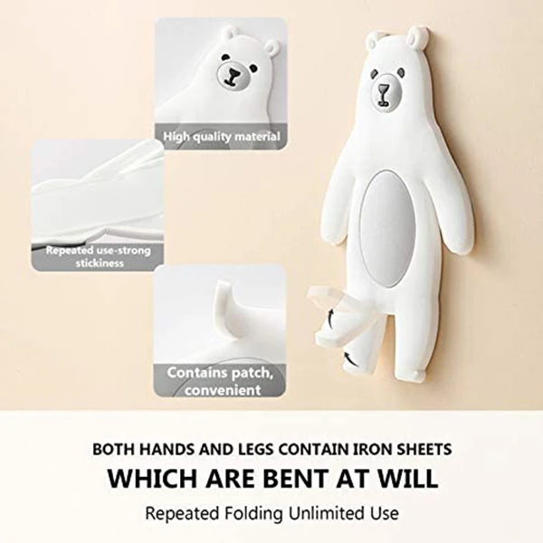 4 Pcs Adhesive Animal Decorative Wall Hooks-Reusable Waterproof Hooks For Towel,Keys,Hat,For Bathroom Bedroom Kitchen