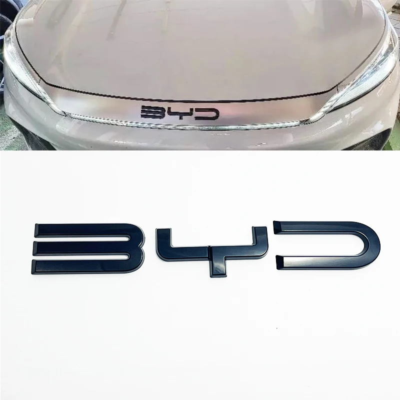 BYD ATTO3 YUAN PLUS 3D ABS Sticker Car Front Emblem Badge Decals For BYD act 3 Black Badge Logo Emblem Cover Car-Styling