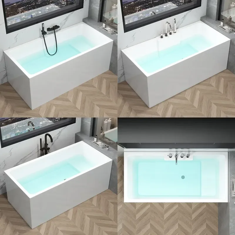 For Small Apartment Hotel Thickened Rectangular Acrylic Bathtub Independent Thermal Insulation Boutique Homestay Atmosphere