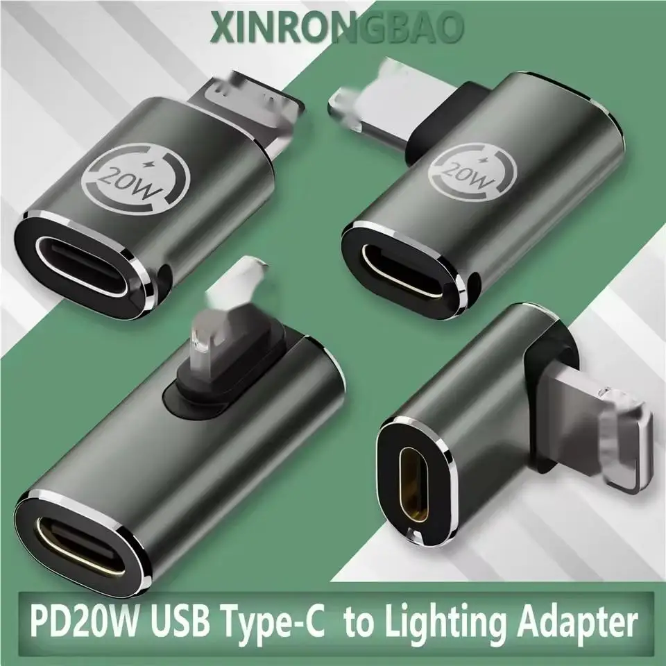 PD20W USB Type-C Fast Charging Adapter For IPhone 11 13 14P USB C Female To Lighting Male Straight Head Elbow Converter Adapter​