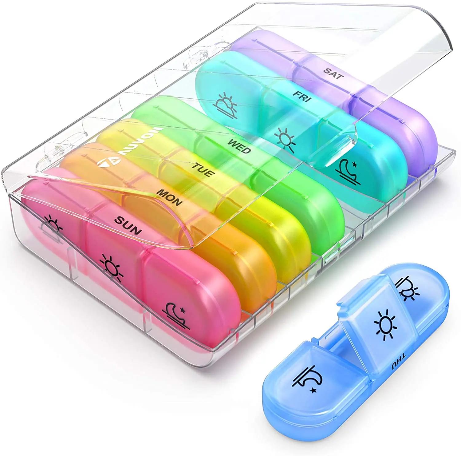 

Weekly Pill Organizer 3-Times-A-Day, Portable 7 Day Pill Box with Large Separate Compartments to Hold Medication, Supplements