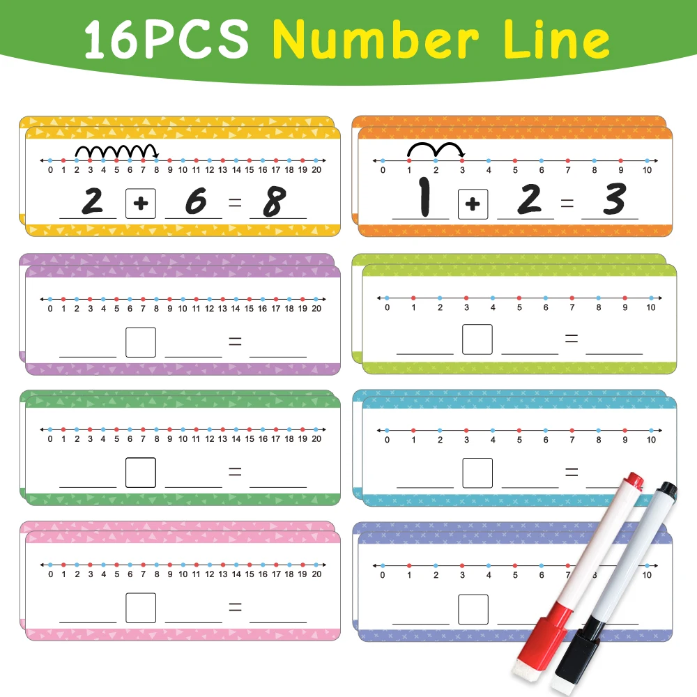 Imagem -02 - Adição e Subtração Número Linha Dry Apagar Cartões Matemática Manipulatives Board For Kids Students Classroom Home Write And Wipe