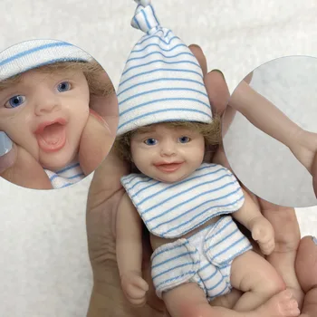 6 inch handmade Bebe newborn doll full body Mini silicone reborn baby doll with blue eyes