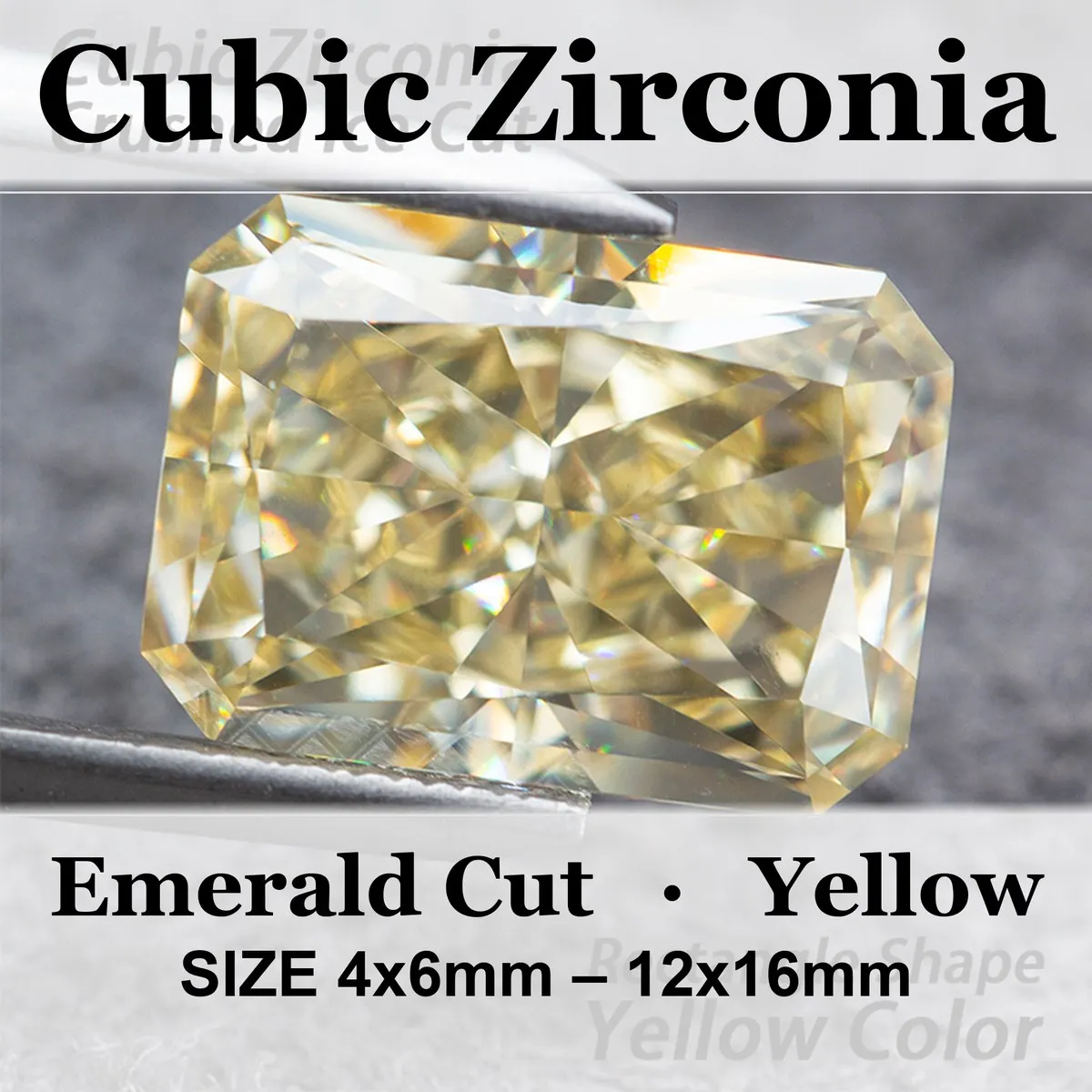 Cubic Zirconia Crushed Ice Cut Rectangle Shape Yellow Color Charms Loose Stones Used for Jewelry Making Inlay Main Materials