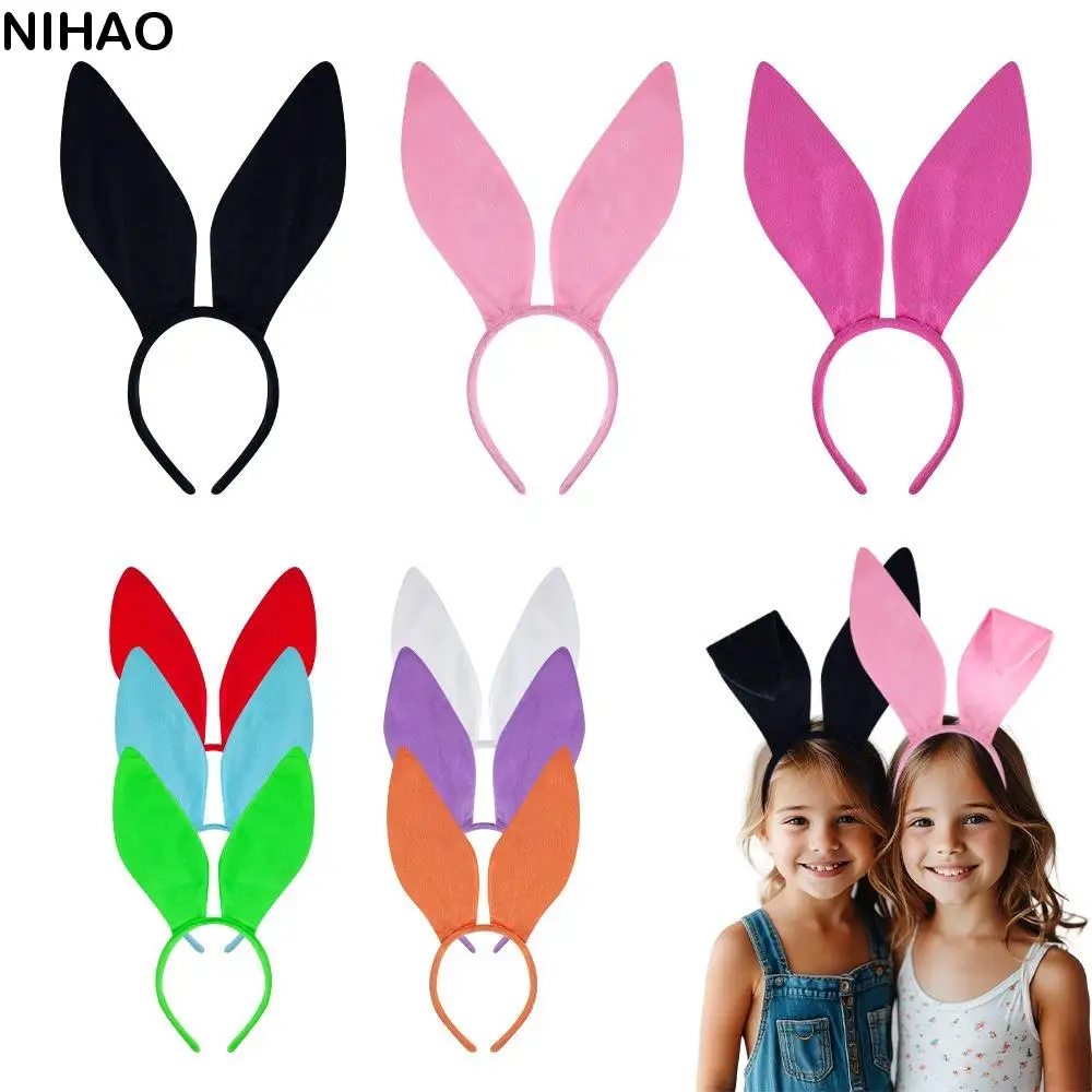 Cloth Easter Day Hair Hoop Cute Fluorescence Color Rabbit Ear Headband Wire Bunny Hairband Festival Hair Accessories Friends