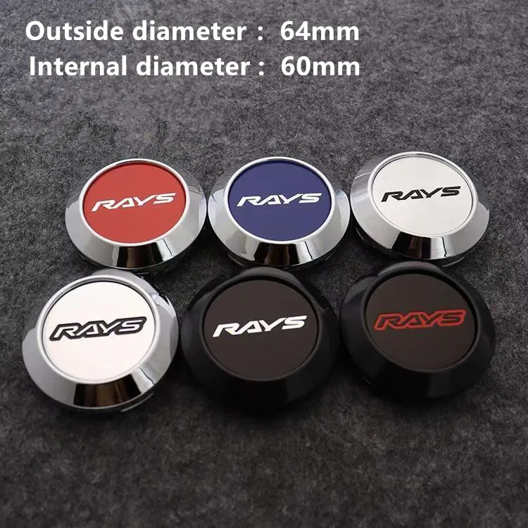 

4PCS OD 64MM / ID 60MM Sport Rim Center Wheel Cap RAYS VOLK Emblem Sticker Wheel Cover Hub Cap Silver & Black