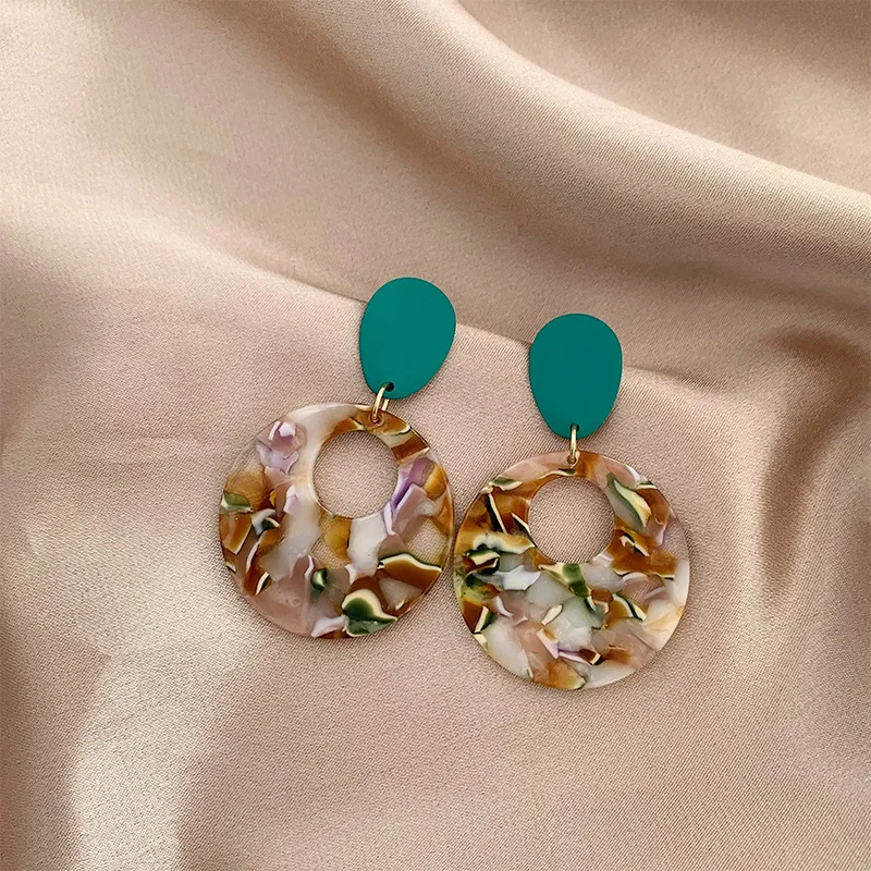 Vintage Exaggerated Color Contrast Geometric Ear Clip Earrings Statement Leopard Print Big Round No Piercing Clip on Earrings