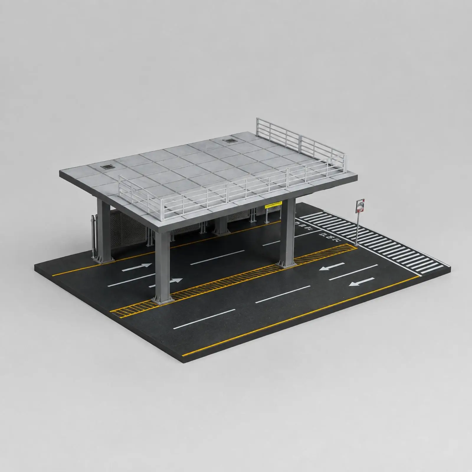Scale Model Parking Diorama Base for Diecast Car Collection with Assembly Platform and Steel Structure Design
