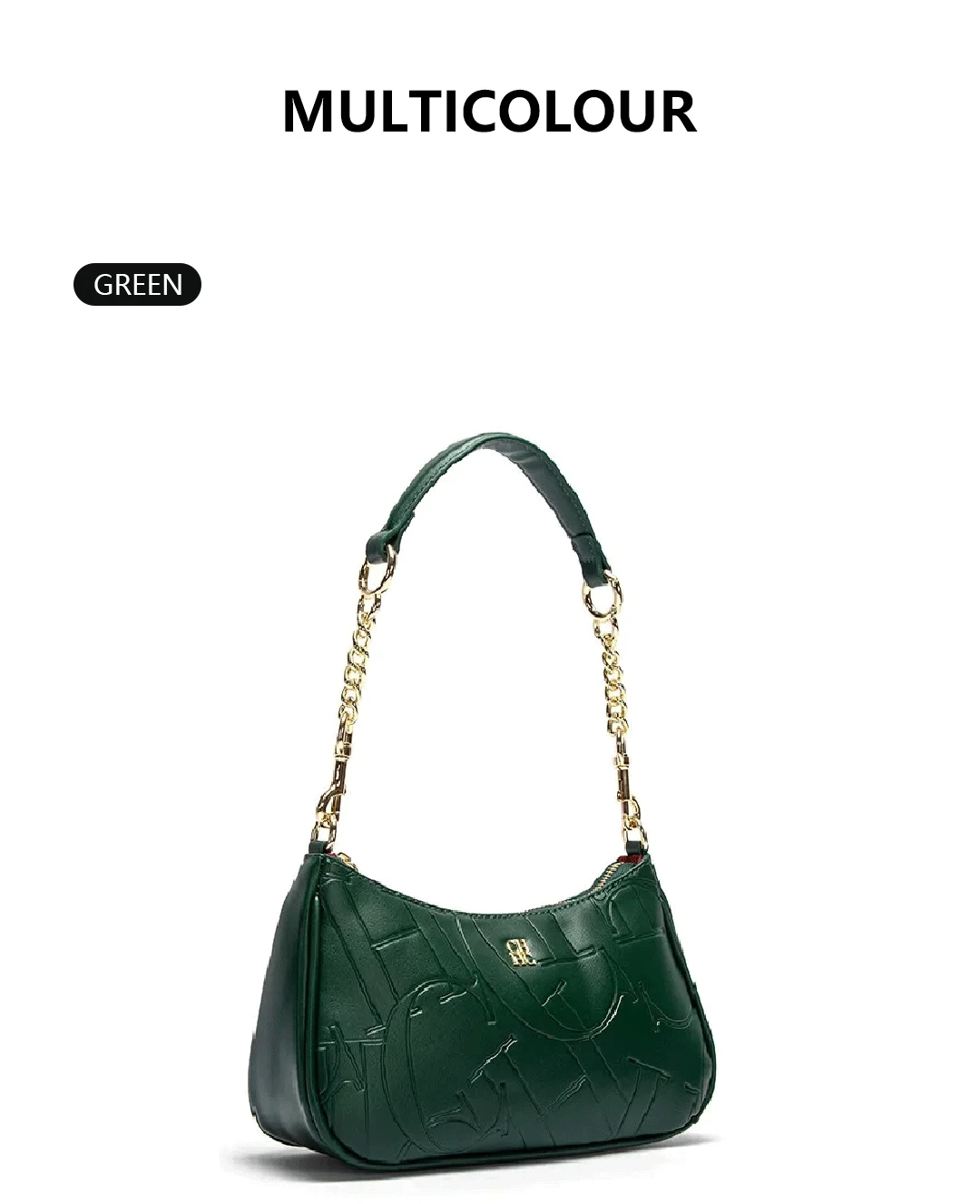 CH Luxus Monogramm Geprägte Unterarmtasche für Damen Ketten-Umhängetasche Vintage Reißverschluss Alltägliche Schulterhandtasche – Detail 6