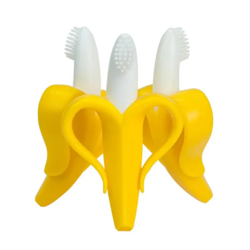 Baby Silicone Training Toothbrush  Banana Shape Safe Toddle Teether Chew Toys Teething Ring Gift Infant Baby Chewing