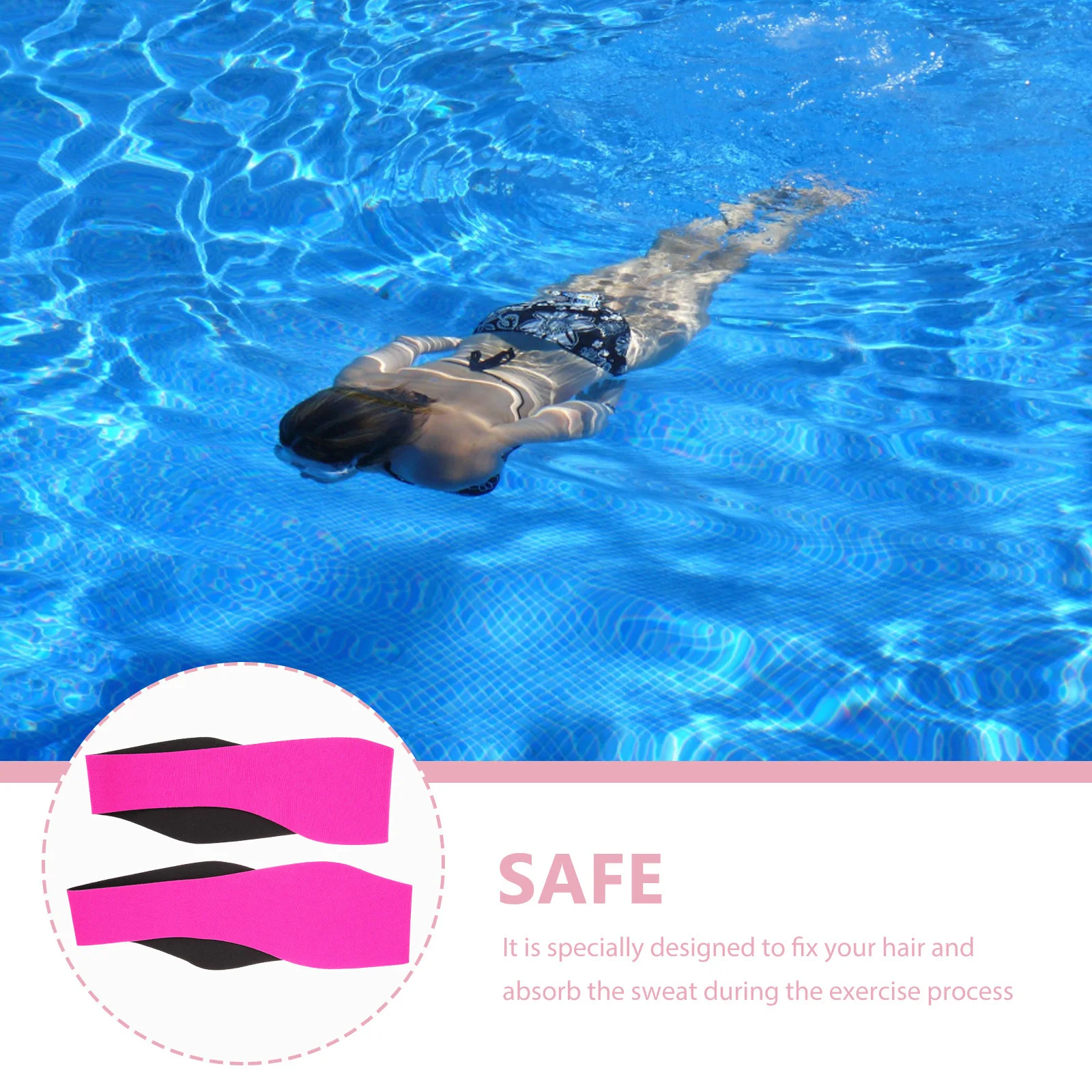 

2Pcs Swimming Headband Adjustable Elastic Sweat Absorbent Sports Fitness Yoga Headbands for Women Men Swimming Headband