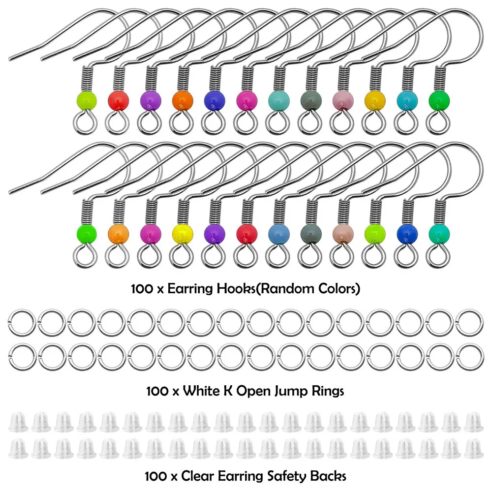 300pcs Earring Hooks for Jewelry Making Stainless Steel Ear Wires Hypoallergenic Fish Hooks Colorful French Earring Hook