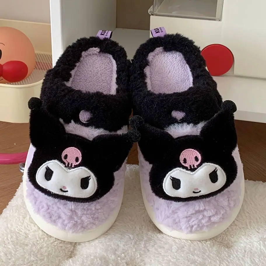 

Hello Kitty Package Heel Cotton Slippers Girls Cute Winter Outside Wear Non-Slip Thick Bottom Padded Women Warm Cotton Shoes