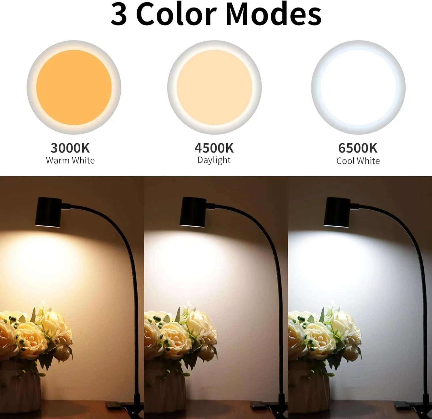 3Colors Horn Type LED Desk Lamp With Clamp Base Adjustable Gooseneck USB Clip Lamp Cupboard Desk Bedside Small Book Lamp image 6
