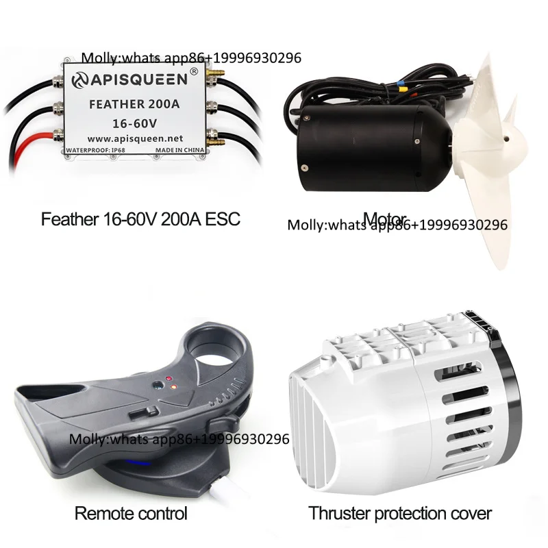 APISQUEEN AU30 30kg Thrust 2KW Underwater Thruster With ESC for Watercraft Underwater Drones