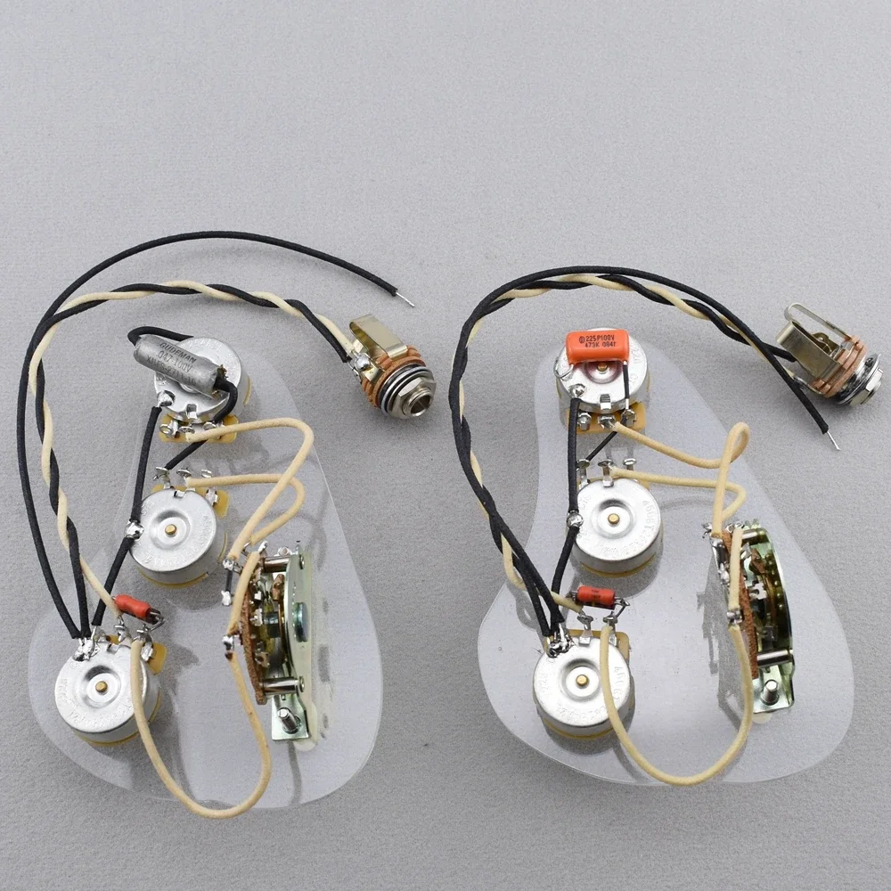 I Set Single Pickups Loaded Pre-wired Electric Guitar  Wiring Harness Prewired Kit  (3x 250K Brass CTS Pots + 5-Way Switch )