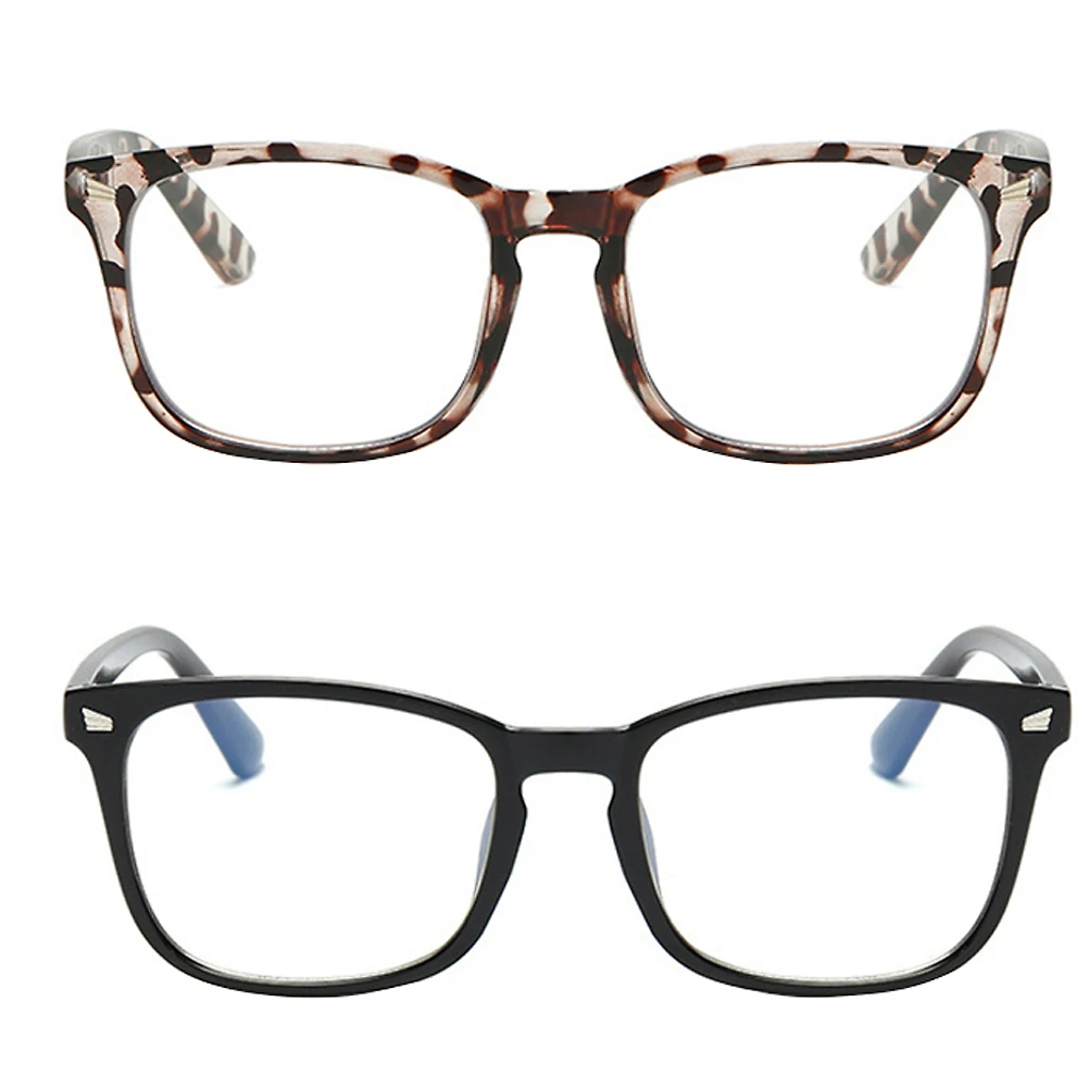

2 Pcs Anti-blue Light Glasses Frame Lightweight Durable Fashion Eyeglasses Frames for Women Men Dark Brown White Pattern School