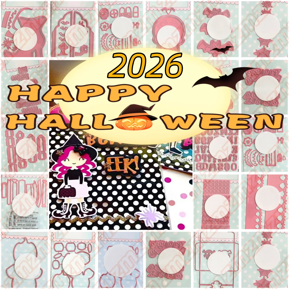 2026 Halloween Spinnennetz Kürbis Totenkopf Metall-Stanzformen Klare Stempel für DIY-Geschenkkarten Scrapbook-Bastelvorlagen