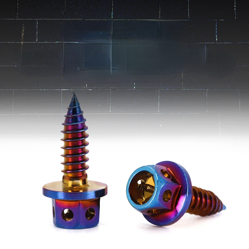 M4M5 Hollow Flange Hexagon Screw Titanium Screw Motorcycle Electric Vehicle Modified Self-tapping Screw Titanium Blue Titanium G