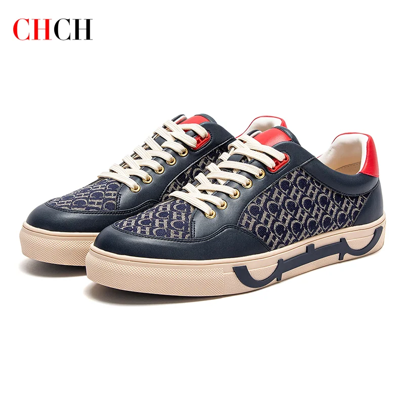 CHCH Men's New Splicing Casual Shoes 2025 New Blue Splicing Tennis Shoes Comfortable Walking Shoes