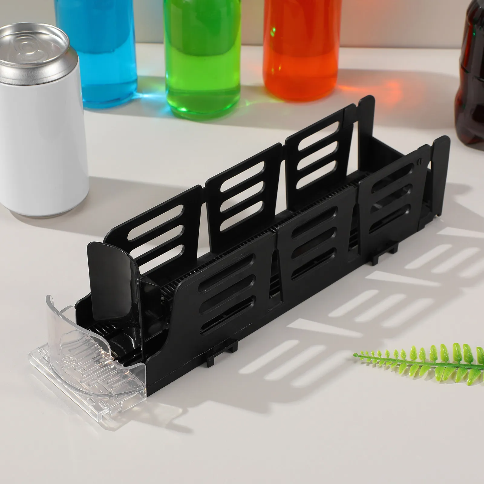Drink Organizer Automatic Self-Pushing Fridge Drink Dispenser Holds Up to 4 Cans Refrigerator Soda Can Dispenser Efficient