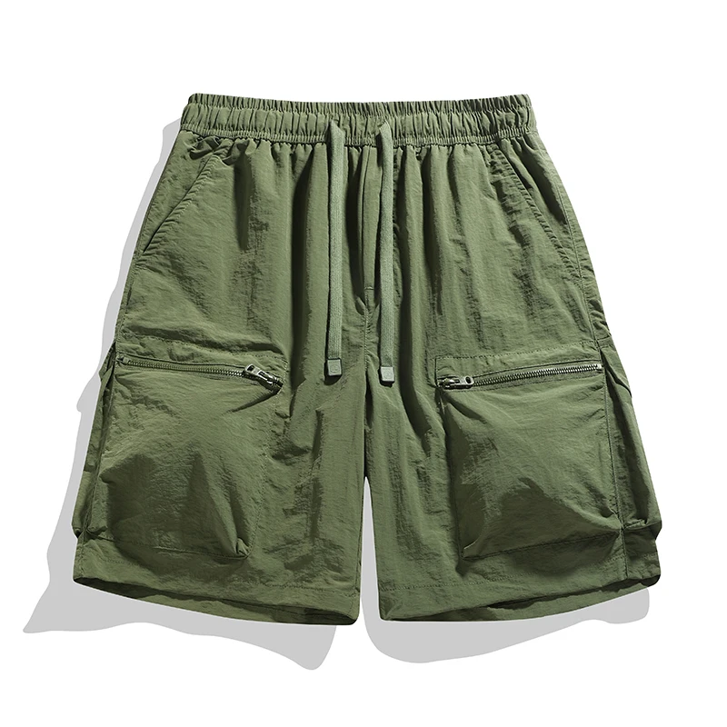 

Men's Cargo Shorts Quick Dry Elastic Waist Casual Shorts with Zipper Pockets Summer Outdoor Hiking Streetwear Beach Shorts