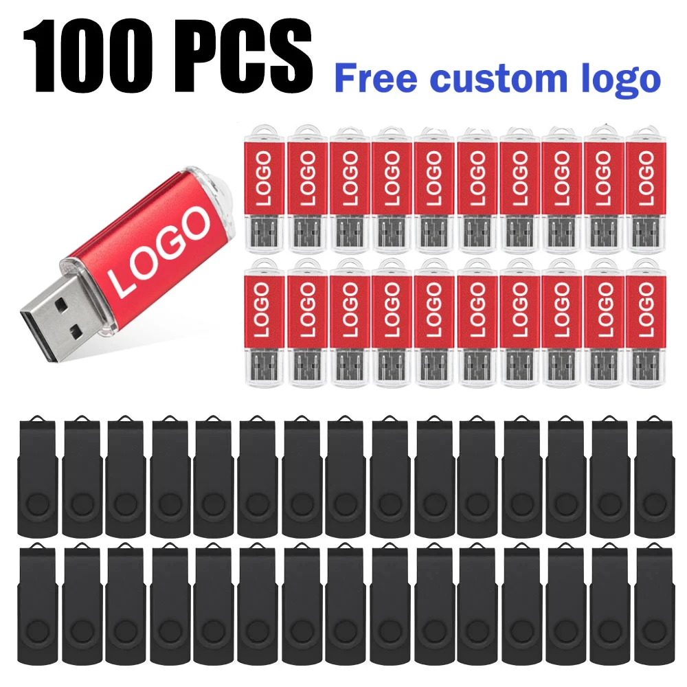 100PCS Custom Flash Drive Pen Drive 1GB 2GB 16GB 32GB 64GB High Speed USB Stick 2.0 Memoria Stick Memory Flash Drive Pendrive