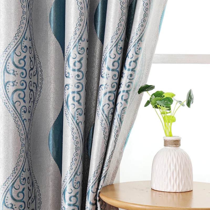 

Dreamwood New European Style Jacquard Blackout Living Room Curtains High Quality Customized Modern Polyester Window Curtain