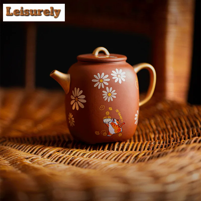 

100 мл фиолетовый глиняный квадратный чайник для богатства, ретро чайник для заварки чая, домашний чайник с шариковым отверстием, китайский чайный сервиз, подарок