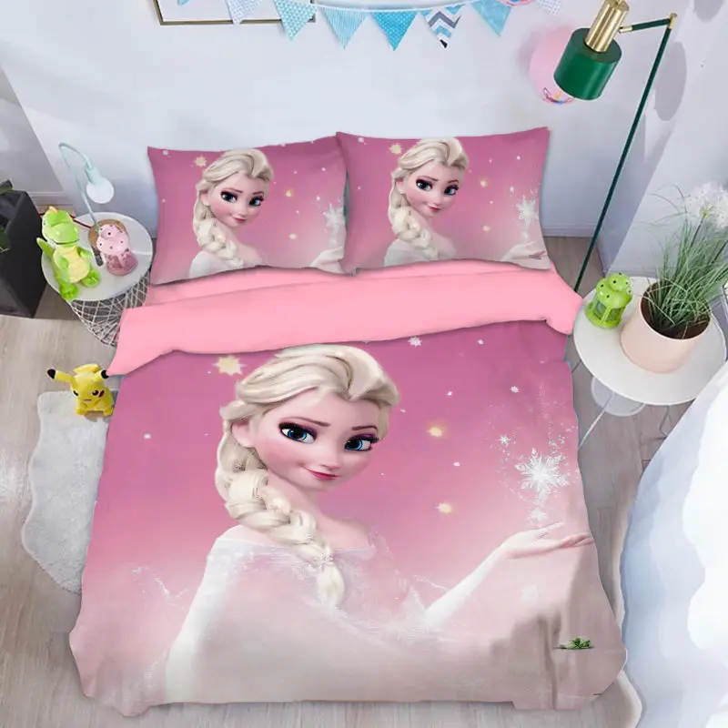 Duvet Cover 3D Anime Frozen Pattern Duvet Cover Set Pillowcase Bedding Set Single Double Queen Size Support Custom Size Kids