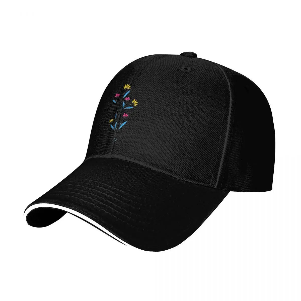 Subtle Pansexual Pride Daisy Sprig Baseball Cap Curved Brim Classic Fit Low Profile Unstructured Unisex for Men Women