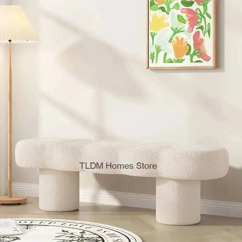 

Табуреты для комнаты, диван для спальни, гостиная, скандинавская входная мебель, пуфики из ягненка, бархатная скамейка, дизайнерский домашний креативный табурет для смены обуви