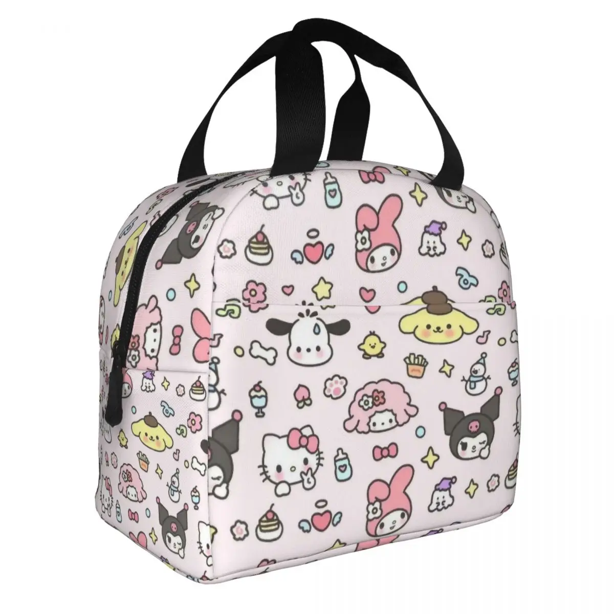 Kuromi Pochacco Pom Pom Purin Insulated Lunch Bag Large Cartoon Reusable Thermal Bag Lunch Box Tote College Picnic Food Bag