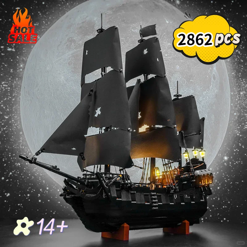 

Sparrow's Pirate Ship with lights Building Blocks 10365 Vessel Sailboat Ship Model Assembling Toys For Kids Adult Birthday Gifts