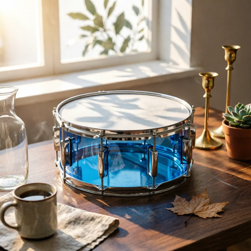 Acrylic Snare Drum Transparent Snare Drum with Chrome Hoops Percussion Instrument Clearer Tone Rust Resistant for Drummers