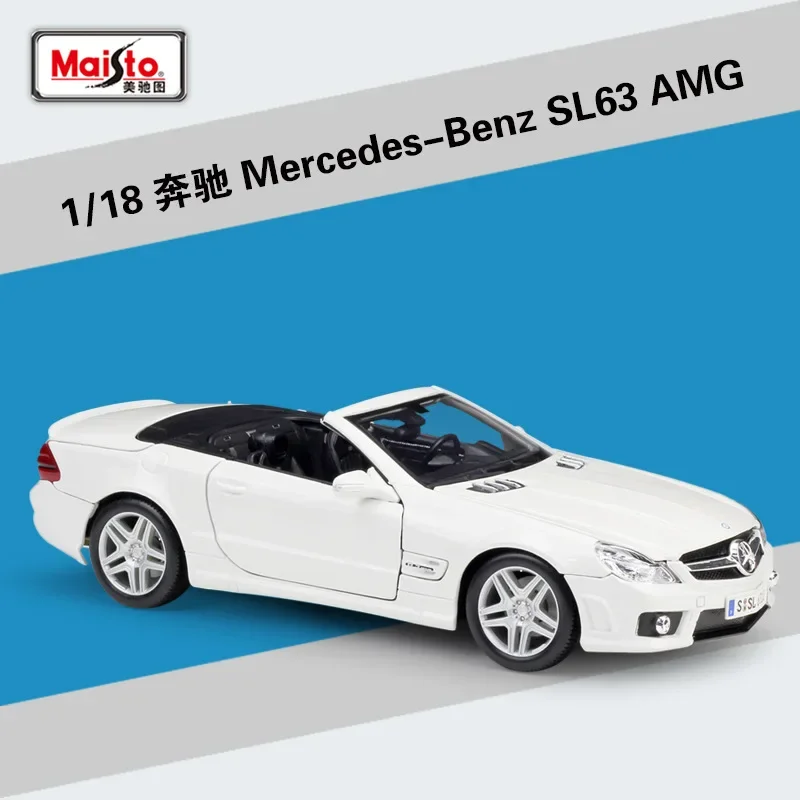 

Maisto 1:18 Mercedes-benz Sl63 Sl550 Amg Roadster Convertible Simulation Alloy Model Of The Car With A Toy Base Collection Gifts