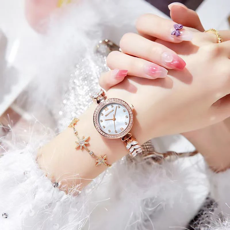 ROMITIME Luxury Women Quartz Watch Mother-of-Pearl Dial Fishbone Bracelet 30M Waterproof Clock Watches for Lady