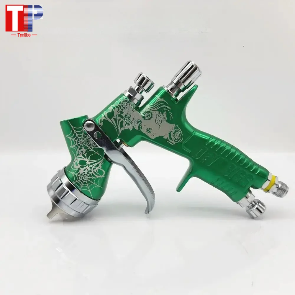 Green Spray Gun GTl Pro HVLP Spray Gun TE20/T110 1.3mm/1.4mm/1.8mm Nozzle  with Mixed Glass Water-based Air Spray Gun.
