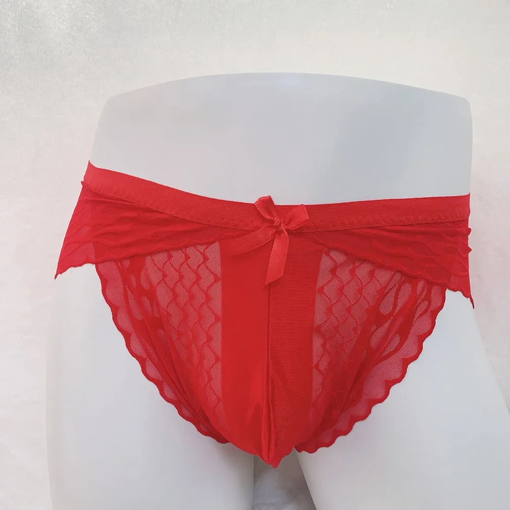 

See Through Sheer Breathable Underwear Men Comfortable Gay Sissy Seamless Lace Quick Dry Briefs U Convex Underpants Men's Briefs