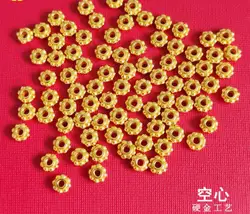 24k pure gold spacers 3d hard gold jewelry parts fine gold charms gold loose beads diy bracelet