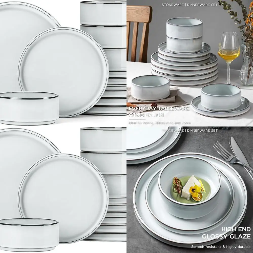 Столовая посуда из терракотового дна, набор из 12 предметов на 4 человека, керамические тарелки и миски цвета ледникового белого цвета