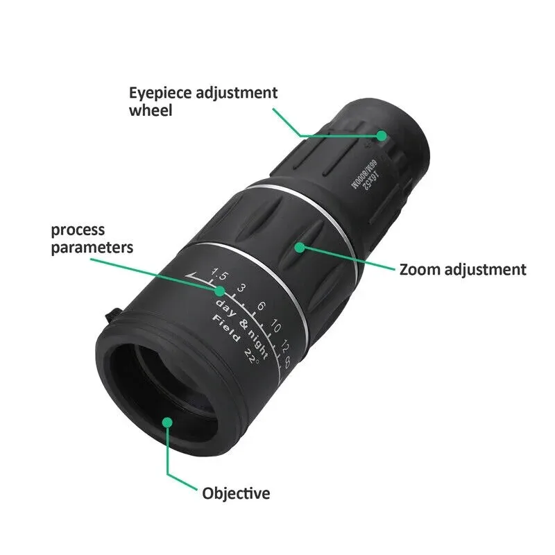 Powerful 16X52 Monocular Telescope HD Professional Long Range 3000m Binoculars Tourism Spyglass For Camping Hunting Gift