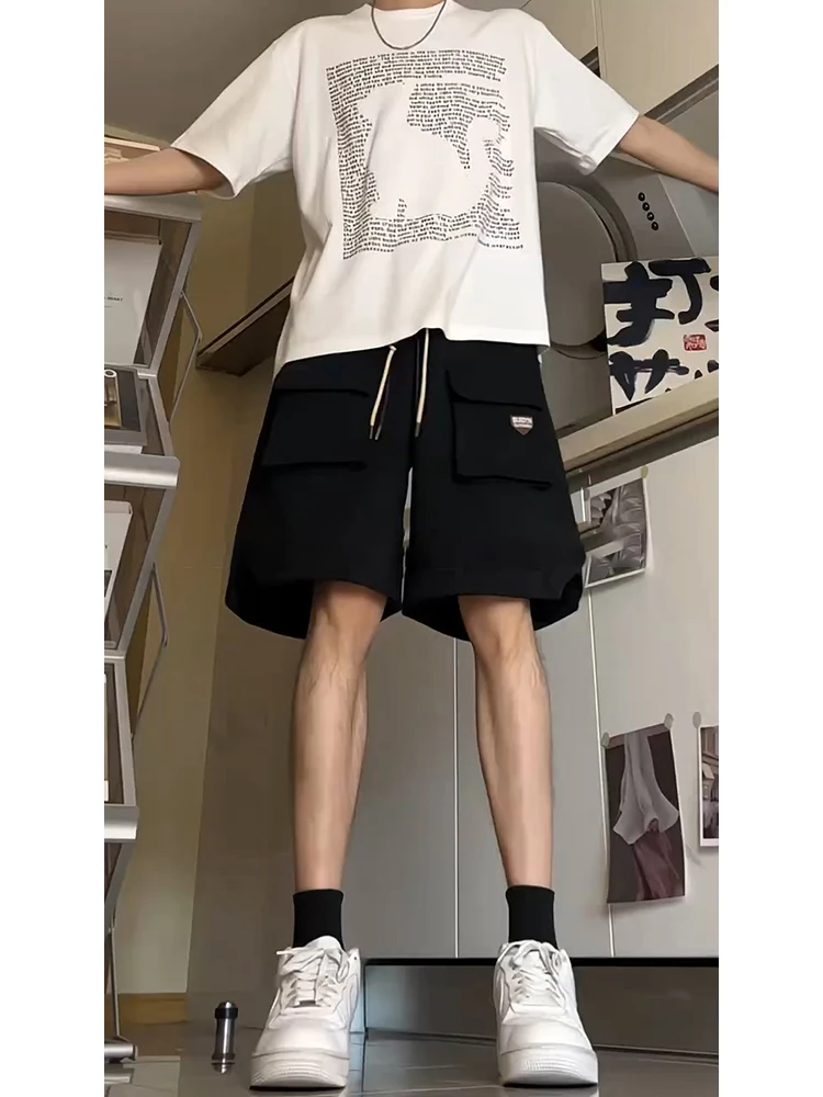 

Мужские летние шорты Bla с высокой талией, в рабочем стиле, с множеством карманов, удлиненные, в американском спортивном стиле, модные повседневные